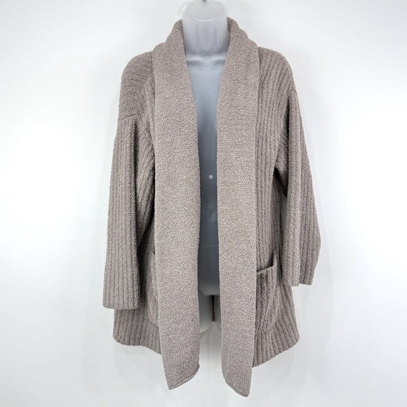 Tommy Bahama Cardigan Women's L Beige Island Soft Plush Cozy Sherpa Open‎ Front - Picture 1 of 16